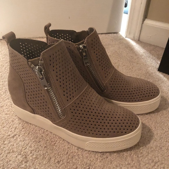 wedgie perforated suede sneakers